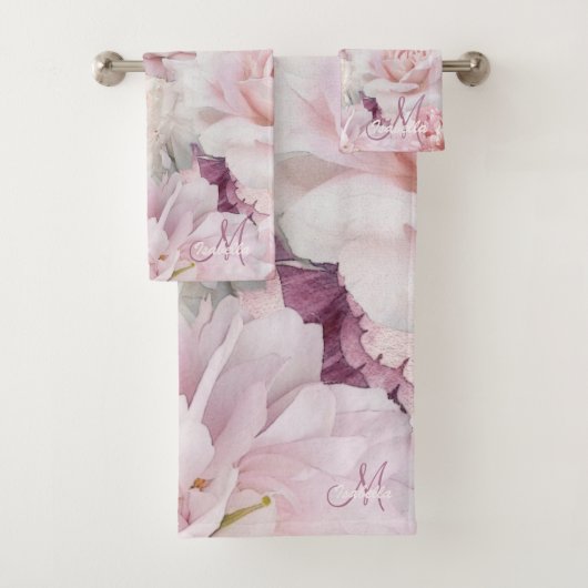Monogram  Roze Botanische Tuin Schilderen Bad Handdoek (Insitu)
