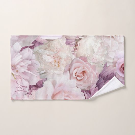 Monogram  Roze Botanische Tuin Schilderen Bad Handdoek (Handdoek)