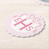 Monogram Roze Bow, Aangepast lint Kartonnen Onderzetters (Gekanteld)