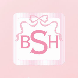 Monogram Roze Bow, Aangepast lint Kartonnen Onderzetters