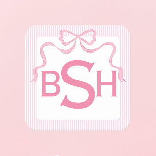 Monogram Roze Bow, Aangepast lint Kartonnen Onderzetters