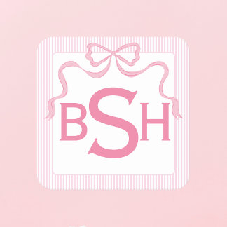 Monogram Roze Bow, Aangepast lint Kartonnen Onderzetters
