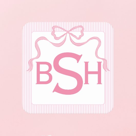 Monogram Roze Bow, Aangepast lint Kartonnen Onderzetters