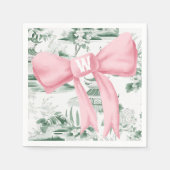 Monogram Roze Bow Chinoiserie Preppy servet (Voorkant)