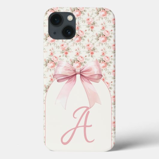 Monogram Roze Bow Coquette Case-Mate iPhone Case (Achterkant)