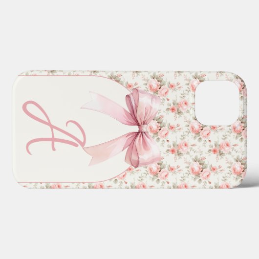 Monogram Roze Bow Coquette Case-Mate iPhone Case (Achterkant (horizontaal))