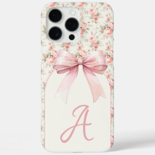 Monogram Roze Bow Coquette iPhone 16 Pro Max Hoesje