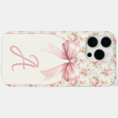 Monogram Roze Bow Coquette Case-Mate iPhone Case (Achterkant (horizontaal))