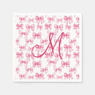 Monogram Roze Bow Coquette Esthetisch Baby shower Servet