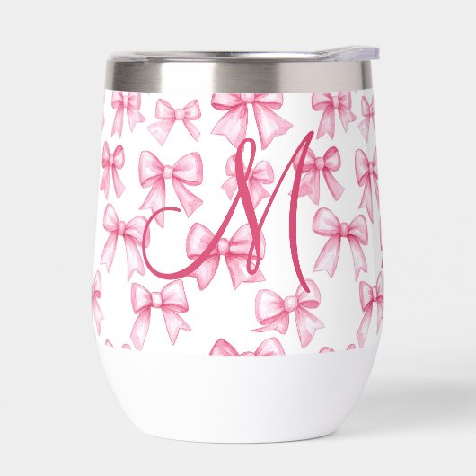 Monogram Roze Bow Coquette Esthetische Preppy Tren (Links)