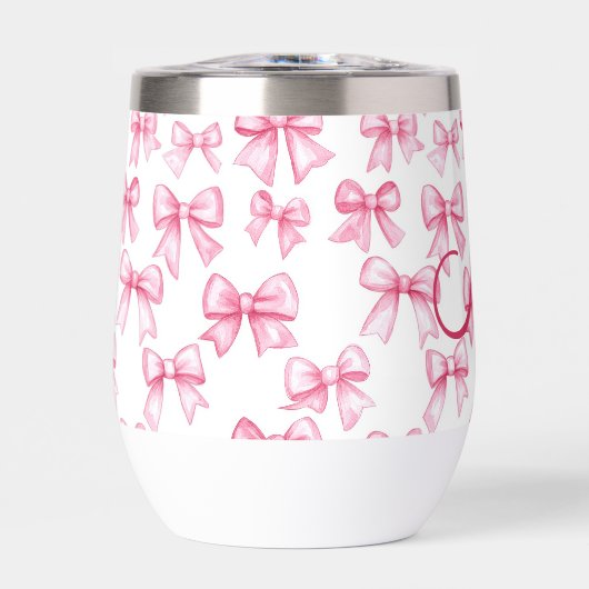 Monogram Roze Bow Coquette Esthetische Preppy Tren (Voorkant)