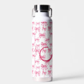 Monogram Roze Bow Coquette Esthetische Preppy Tren Waterfles (Voorkant)