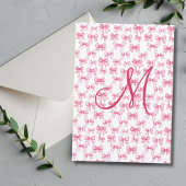 Monogram Roze Bow Coquette Esthetische Stationery