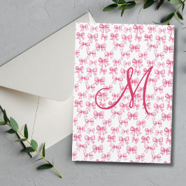 Monogram Roze Bow Coquette Esthetische Stationery