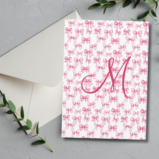 Monogram Roze Bow Coquette Esthetische Stationery