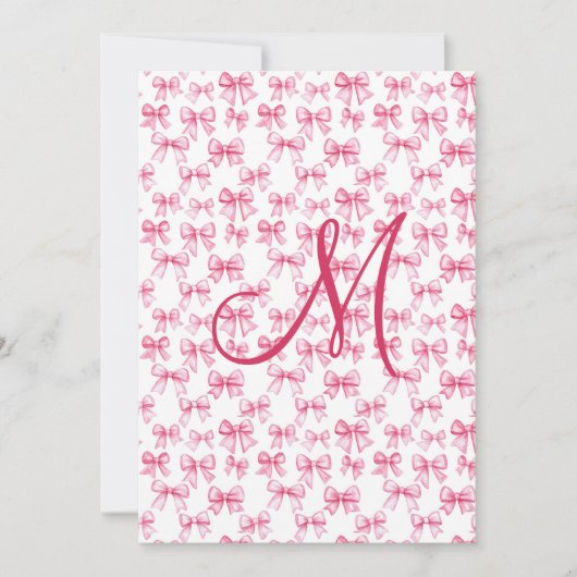 Monogram Roze Bow Coquette Esthetische Stationery (Voorkant)