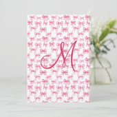 Monogram Roze Bow Coquette Esthetische Stationery (Staand voorkant)