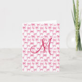 Monogram Roze Bow Coquette Esthetische Stationery Notitiekaartje (Voorkant)