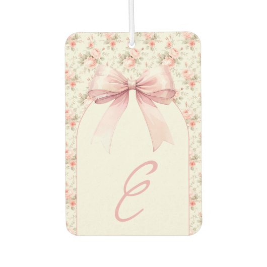 Monogram Roze Bow Coquette Luchtverfrisser (Voorkant)