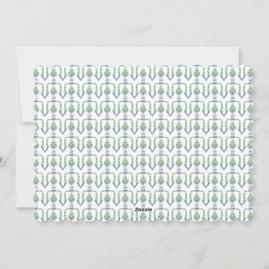 Monogram Roze Bow Greenery kerstfoto Feestdagenkaart (Achterkant)