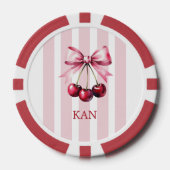 Monogram Roze Bow Kersen Coquette Esthetisch Poker Chips (Voorkant)