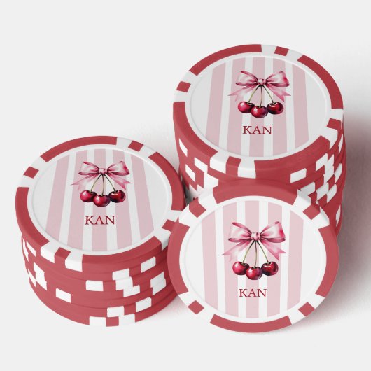 Monogram Roze Bow Kersen Coquette Esthetisch Poker Chips (Opstapeling)