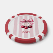 Monogram Roze Bow Kersen Coquette Esthetisch Poker Chips (Enkel)