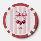 Monogram Roze Bow Kersen Coquette Esthetisch Poker Chips (Achterkant)