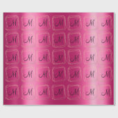 Monogram Roze Bruids Bruiloft Goud Diamant Lijst Cadeaupapier (Vlak)