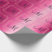 Monogram Roze Bruids Bruiloft Goud Diamant Lijst Cadeaupapier (Hoek)