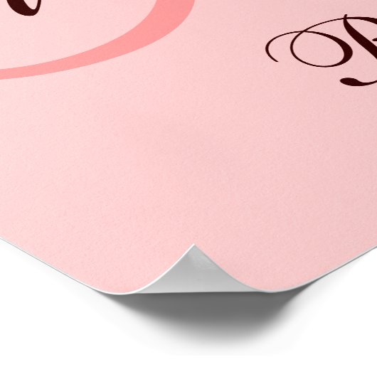 Monogram Roze bruine bruiloft Poster (Hoek)