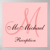 Monogram Roze bruine bruiloft Poster (Voorkant)