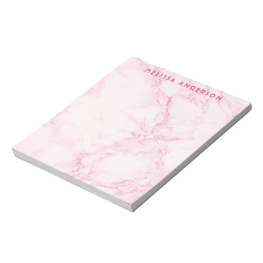 Monogram roze bruine naam notitieblok (Linkerzijde)