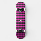 Monogram Roze Buffalo Plaid Rustieke Patroon Patro Persoonlijk Skateboard (Voorkant)