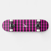 Monogram Roze Buffalo Plaid Rustieke Patroon Patro Persoonlijk Skateboard (Horizontaal)