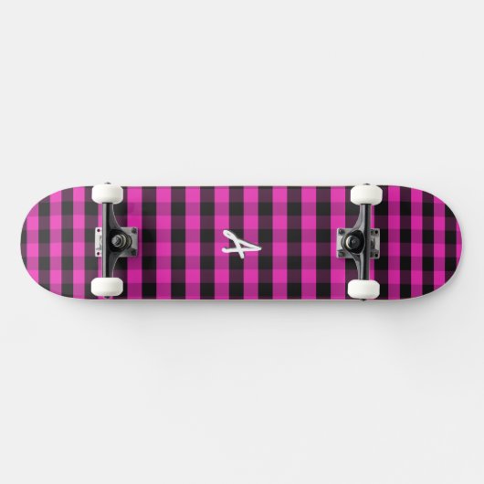Monogram Roze Buffel Geplay Rustieke Check Patroon Persoonlijk Skateboard (Horizontaal)