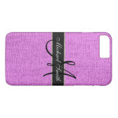 Monogram Roze Burlap Linen Rustic Jute Case-Mate iPhone Case (Achterkant (Horizontaal))