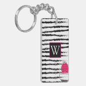 Monogram roze Cactus patroon Sleutelhanger (Voorkant Links)