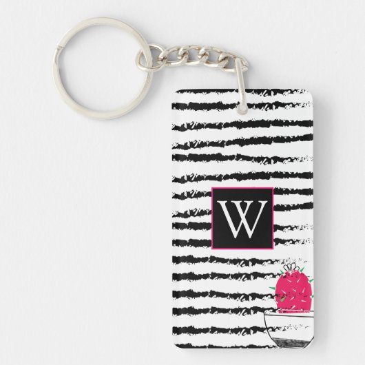 Monogram roze Cactus patroon Sleutelhanger (Voorkant)