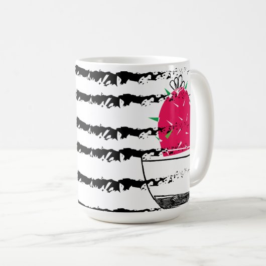 Monogram Roze Cactus striped Koffiemok (Voorkant rechts)