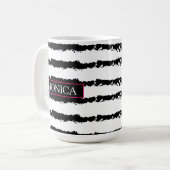 Monogram Roze Cactus striped Koffiemok (Voorkant links)