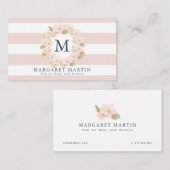 Monogram Roze Cherry Blossom Wreatmammie Contactkaartje (Voorkant / Achterkant)