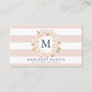 Monogram Roze Cherry Blossom Wreatmammie Contactkaartje