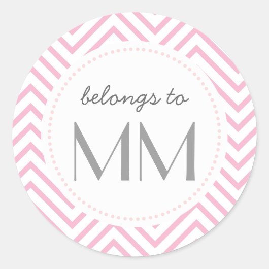 Monogram Roze Chevron - DIY Labels (Voorkant)