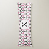Monogram roze chique eiffeltoren patroon lichaamskussen (Voorkant Verticaal)