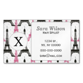 Monogram roze chique eiffeltoren patroon visitekaartje magneet (Voorkant)