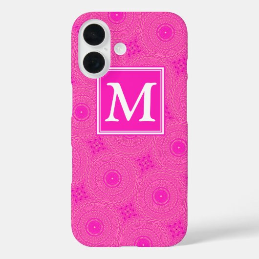 Monogram roze cirkelpatroon Case-Mate iPhone case (Achterkant)