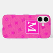Monogram roze cirkelpatroon Case-Mate iPhone case (Achterkant (horizontaal))