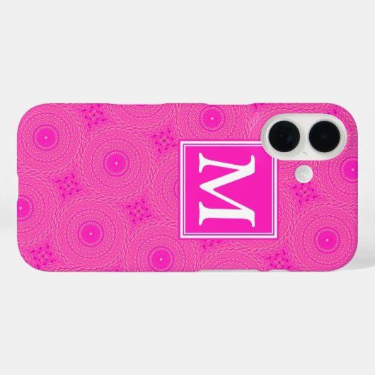 Monogram roze cirkelpatroon Case-Mate iPhone case (Achterkant (horizontaal))