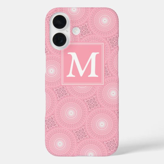 Monogram roze cirkelpatroon Case-Mate iPhone case (Achterkant)